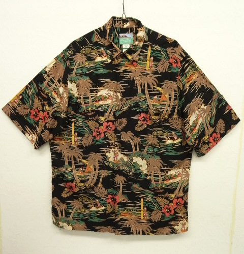 画像: 80'S REYN SPOONER "ALOHA SANTA" ダイヤモンドヘッドタグ レーヨン アロハシャツ BLACK (VINTAGE) 「S/S Shirt」 入荷しました。