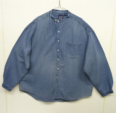 画像: 80'S GAP 旧タグ リネン/コットン バンドカラーシャツ INDIGO (VINTAGE) 「L/S Shirt」 入荷しました。