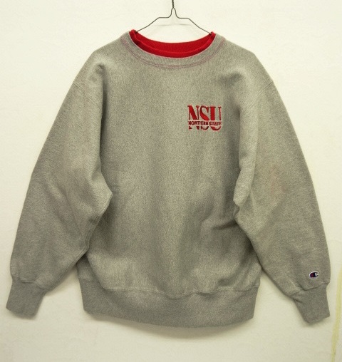 画像: 90'S CHAMPION 刺繍タグ ダブルネック リバースウィーブ グレー/レッド USA製 (VINTAGE) 「Sweat Shirt」 入荷しました。