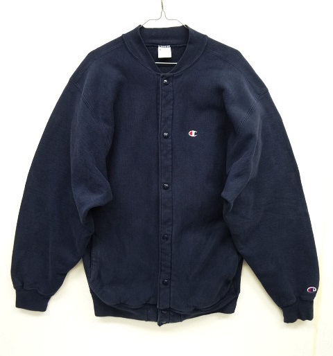 画像: 90'S CHAMPION 刺繍タグ リバースウィーブ スナップボタン カーディガン ネイビー USA製 (VINTAGE) 「Sweat Shirt」 入荷しました。