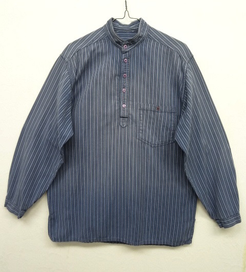 画像: ユーロヴィンテージ スタンドカラー プルオーバーシャツ ストライプ柄 (VINTAGE) 「L/S Shirt」 入荷しました。