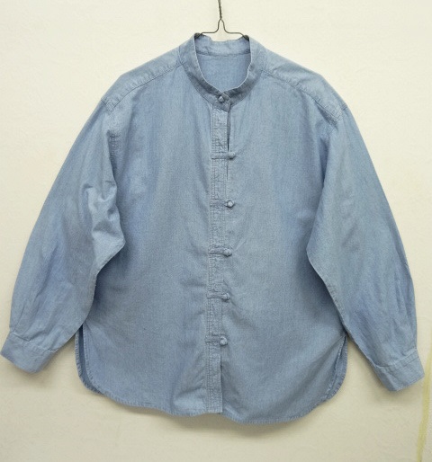 画像: UNKNOWN シャンブレー スタンドカラー チャイナシャツ LT BLUE (VINTAGE) 「L/S Shirt」 入荷しました。