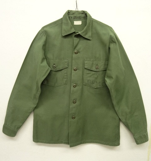 画像: 60'S アメリカ軍 USMC OG107 コットンサテン ユーティリティシャツ ステンシル入り (VINTAGE) 「L/S Shirt」 入荷しました。