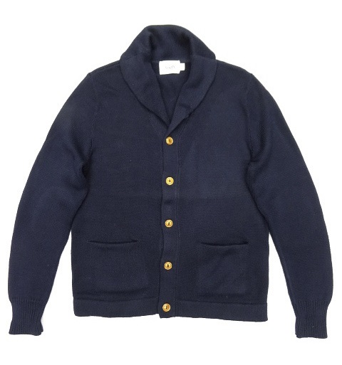 画像: POLO RUGBY エルボーパッチ付き ショールカラー カーディガン NAVY (USED) 「Knit」 入荷しました。