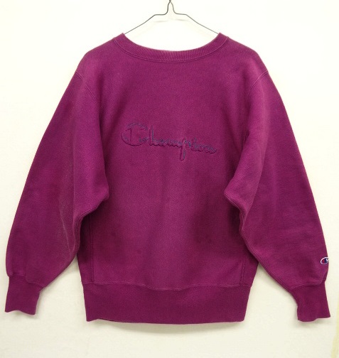 画像: 90'S CHAMPION 刺繍タグ リバースウィーブ 筆記体ロゴ刺繍 グレープ USA製 (VINTAGE) 「Sweat Shirt」 入荷しました。