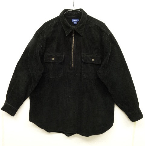 画像: J.CREW 太畝コーデュロイ ハーフジップシャツ ブラック (USED) 「L/S Shirt」 入荷しました。