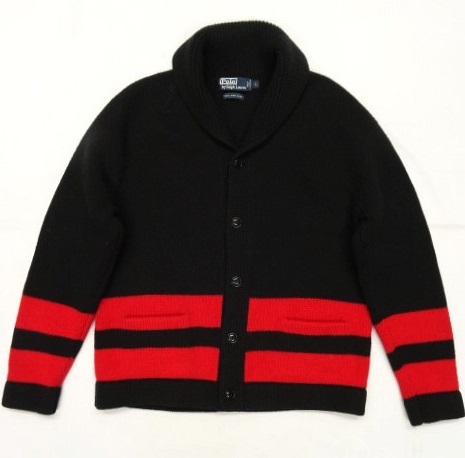 画像: RALPH LAUREN ショールカラー ニットカーディガン BLACK/RED (VINTAGE) 「Knit」 入荷しました。