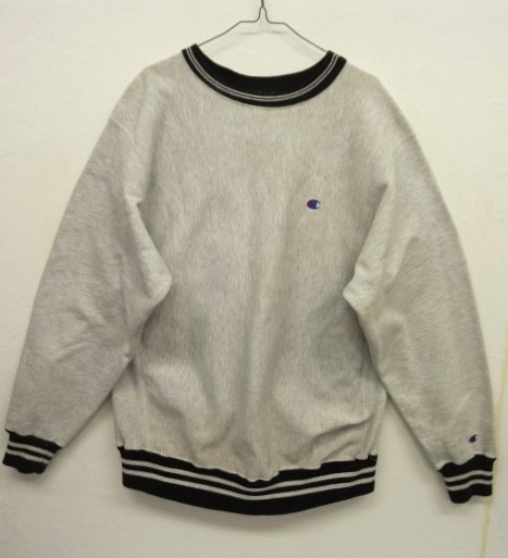 画像: 90'S CHAMPION 刺繍タグ リバースウィーブ グレー/ライン入りリブ USA製 (VINTAGE) 「Sweat Shirt」 入荷しました。
