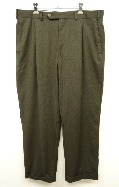 画像: UNKNOWN ワンプリーツ ウールトラウザーズ スラックス OLIVE カナダ製 (VINTAGE) 「Bottoms」 入荷しました。