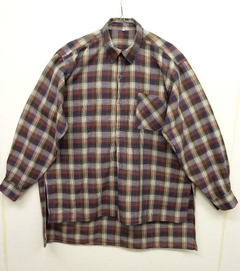 画像: 70'S UNKNOWN フレンチワーク グランパシャツ チェック柄 (VINTAGE) 「L/S Shirt」 入荷しました。
