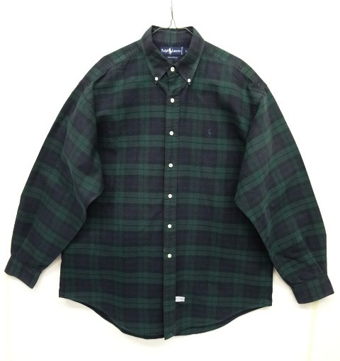 画像: 90'S RALPH LAUREN "同色ロゴ刺繍" オックスフォード BDシャツ BLACKWATCH (VINTAGE) 「L/S Shirt」 入荷しました。