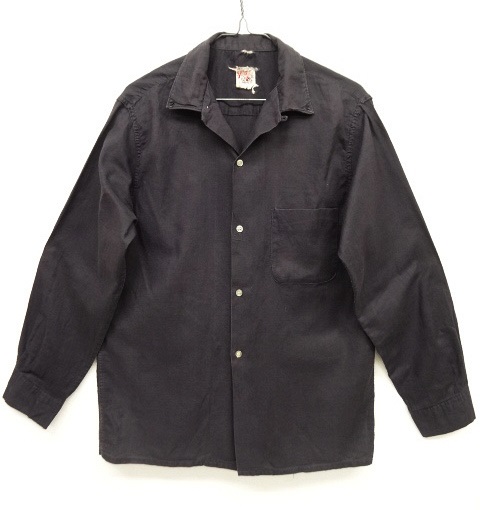 画像: 60'S UNKNOWN カスタム オープンカラー & ボタンダウンシャツ BLACK (VINTAGE) 「L/S Shirt」 入荷しました。