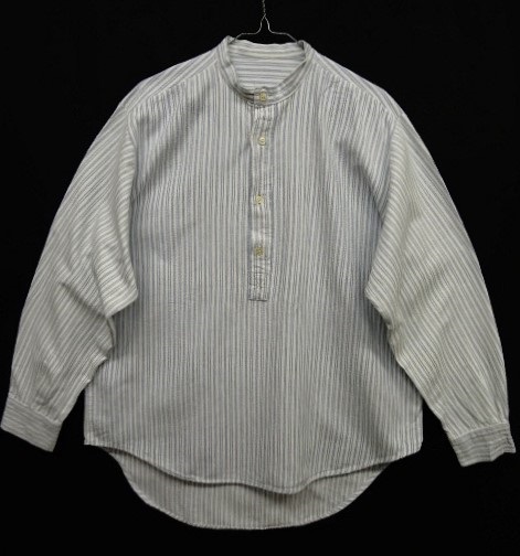 画像: UNKNOWN フランネル ノーカラーシャツ ストライプ柄 アイルランド製 (VINTAGE) 「L/S Shirt」 入荷しました。