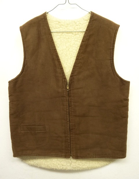 画像: ユーロワーク 裏地ボア付き モールスキン ワークベスト BROWN (VINTAGE) 「No Sleeve」 入荷しました。