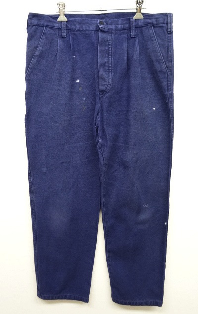 画像: ユーロワーク ツープリーツ モールスキン ワークパンツ BLUE (VINTAGE) 「Bottoms」 入荷しました。