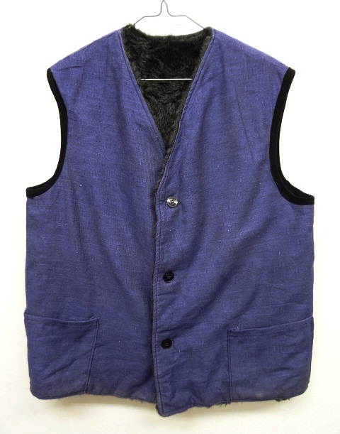 画像: ユーロワーク 裏地ボア付き ワークベスト BLUE (VINTAGE) 「No Sleeve」 入荷しました。