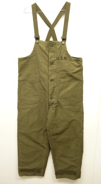 画像: 40'S アメリカ軍 US NAVY ステンシル入り デッキトラウザーズ オーバーオール TALONコの字留め (VINTAGE) 「Bottoms」 入荷しました。