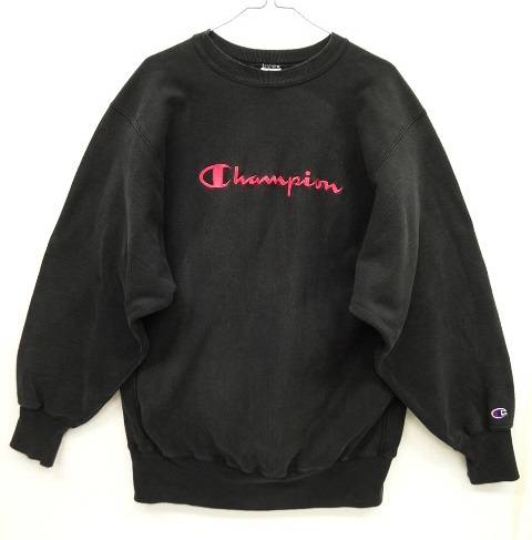 画像: 90'S CHAMPION 刺繍タグ 筆記体ロゴ リバースウィーブ ブラック USA製 (VINTAGE) 「Sweat Shirt」 入荷しました。
