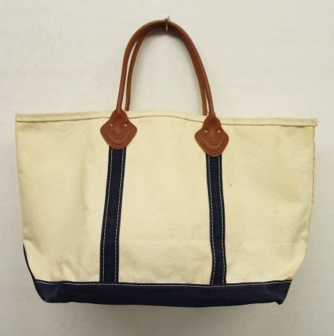 画像: 80'S LL Bean レザーハンドル キャンバス トートバッグ ネイビー/ホワイト USA製 (VINTAGE) 「Bag」 入荷しました。
