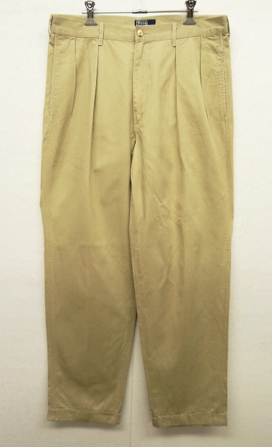 画像: 90'S RALPH LAUREN "サイドダブルステッチ" ツープリーツ チノパンツ USA製 (VINTAGE) 「Bottoms」 入荷しました。