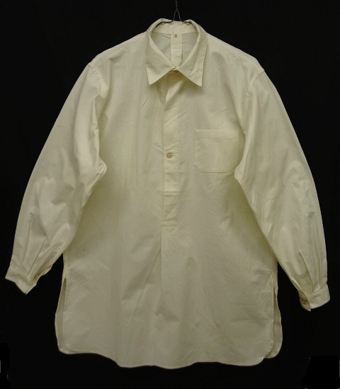 画像: 40'S スウェーデン軍 マチ付き プルオーバー グランパシャツ WHITE (DEADSTOCK) 「L/S Shirt」 入荷しました。