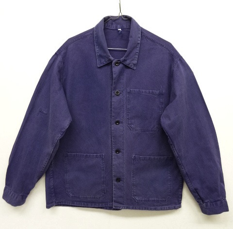 画像: 70'S ユーロワーク コットン ワークジャケット カバーオール ナス紺 (VINTAGE) 「Jacket」 入荷しました。