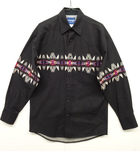 画像: WRANGLER コットン ウエスタンシャツ ブラック/ネイティブ柄 (VINTAGE) 「L/S Shirt」 入荷しました。