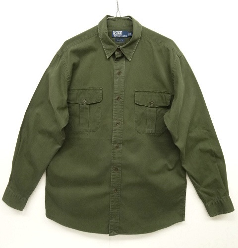 画像: 90'S RALPH LAUREN コットンツイル 長袖 ワークシャツ OLIVE (VINTAGE) 「L/S Shirt」 入荷しました。