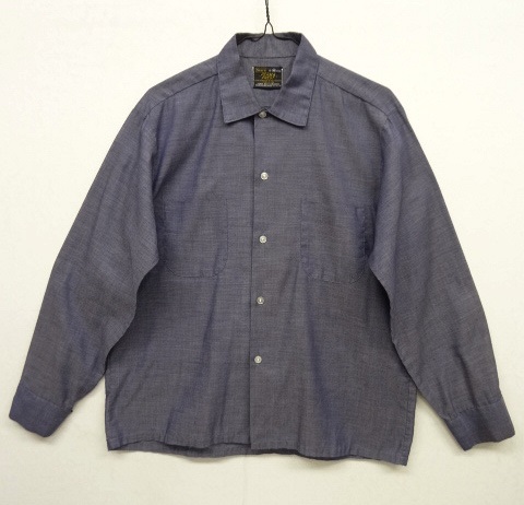 画像: 70'S SEARS "PERMA PREST" 長袖 オープンカラー ボックスシャツ NAVY (VINTAGE) 「L/S Shirt」 入荷しました。