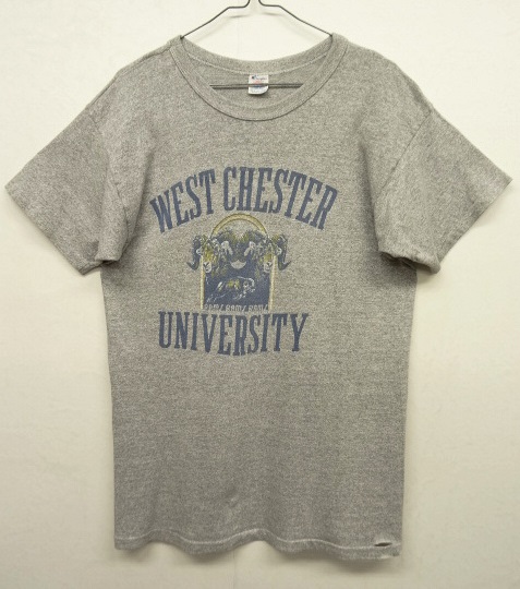 画像: 80'S CHAMPION トリコタグ 染み込みプリント 88/12 Tシャツ 杢グレー USA製 (VINTAGE) 「T-Shirt」 入荷しました。