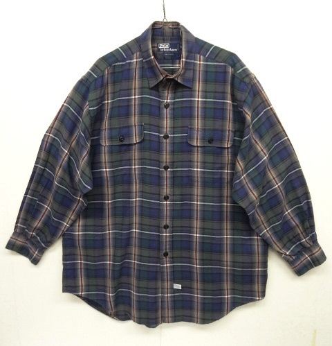 画像: 90'S RALPH LAUREN 猫目ボタン ワークシャツ オンブレチェック (VINTAGE) 「L/S Shirt」 入荷しました。