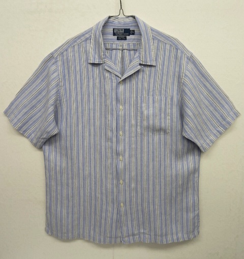 画像: 90'S RALPH LAUREN "CALDWELL" リネン 半袖 オープンカラーシャツ ストライプ (VINTAGE) 「S/S Shirt」 入荷しました。