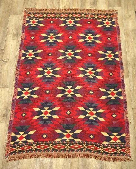 画像: 1点物 コットン フリンジ付き ラグ ネイティブ柄 180cm x 123cm USA製 (VINTAGE) 「Antique Goods」 入荷しました。