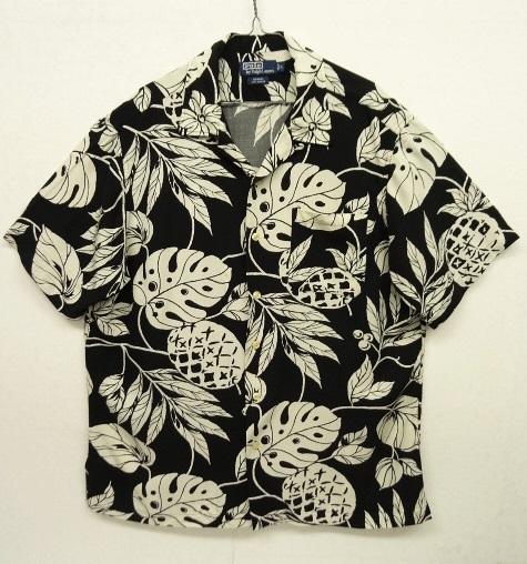 画像: 90'S RALPH LAUREN "ADAMS" レーヨン 半袖 オープンカラーシャツ ブラックベース (VINTAGE) 「S/S Shirt」 入荷しました。