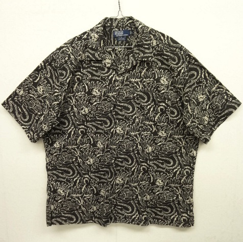 画像: 90'S RALPH LAUREN "CLAYTON" コットン 半袖 オープンカラーシャツ ブラックベース ドラゴン柄 (VINTAGE) 「S/S Shirt」 入荷しました。
