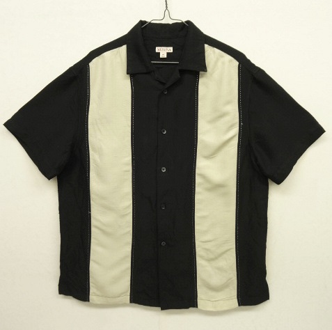 画像: MERONA 切り替え＆刺繍 レーヨン 半袖 オープンカラーシャツ ブラック/オフホワイト (VINTAGE) 「S/S Shirt」 入荷しました。