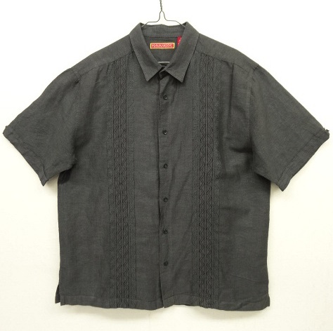 画像: HAVANERA フロント刺繍 リネン/コットン 半袖 ボックスシャツ チャコール (VINTAGE) 「S/S Shirt」 入荷しました。