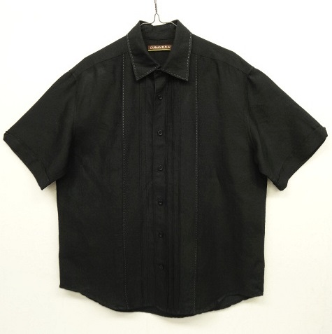 画像: CUBAVERA フロントプリーツ＆ハンドステッチ レーヨン 半袖 シャツ ブラック (VINTAGE) 「S/S Shirt」 入荷しました。