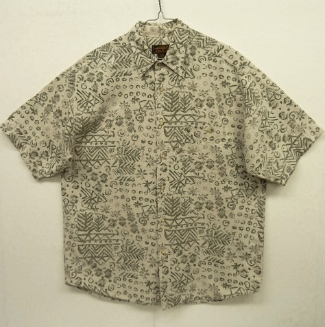 画像: 90'S EDDIE BAUER 黒タグ リネン/コットン 半袖シャツ 総柄 (VINTAGE) 「S/S Shirt」 入荷しました。