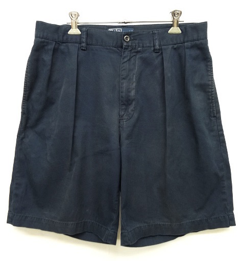 画像: 90'S RALPH LAUREN "TYLER SHORT" ツープリーツ チノショーツ ネイビー (VINTAGE) 「Shorts」 入荷しました。