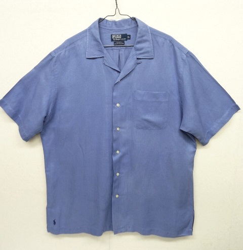 画像: 90'S RALPH LAUREN "CALDWELL" シルク/リネン 半袖 オープンカラーシャツ ブルー (VINTAGE) 「S/S Shirt」 入荷しました。