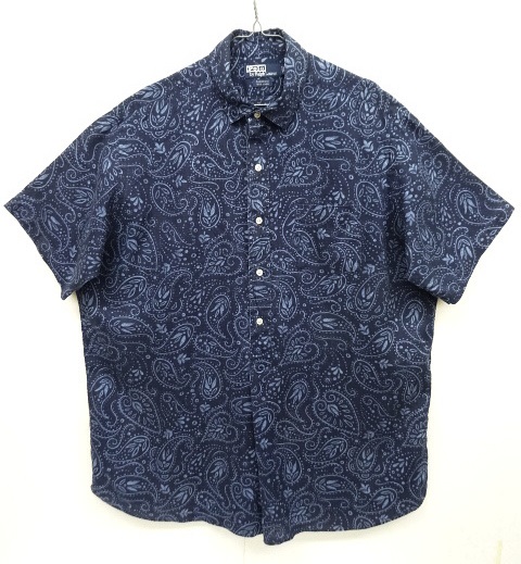 画像: 90'S RALPH LAUREN "CAMBRIDGE" リネン 半袖 プルオーバーシャツ インディゴ/ペイズリー柄 (VINTAGE) 「S/S Shirt」 入荷しました。