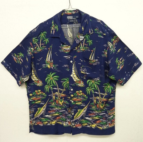 画像: 90'S RALPH LAUREN "CALDWELL" レーヨン 半袖 オープンカラーシャツ ネイビー (VINTAGE) 「S/S Shirt」 入荷しました。