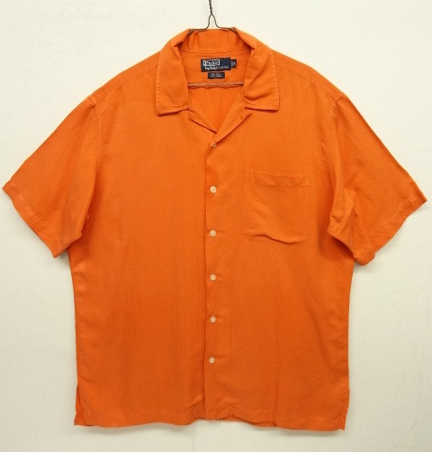 画像: 90'S RALPH LAUREN シルク/リネン 半袖 オープンカラーシャツ オレンジ (VINTAGE) 「S/S Shirt」 入荷しました。