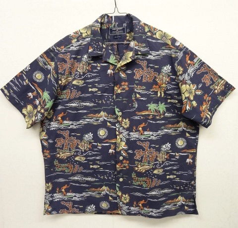 画像: 90'S POLO SPORT コットン 半袖 オープンカラーシャツ ネイビーベース (VINTAGE) 「S/S Shirt」 入荷しました。