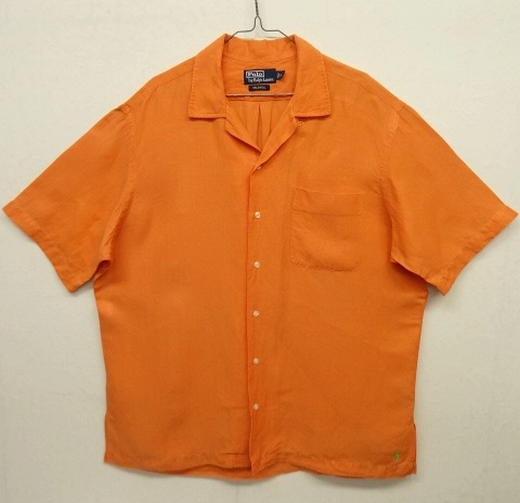 画像: 90'S RALPH LAUREN "CALDWELL" シルク/リネン 半袖 オープンカラーシャツ オレンジ (VINTAGE) 「S/S Shirt」 入荷しました。