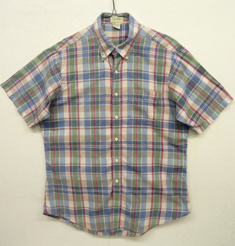画像: 70'S LL Bean TM表記タグ マドラスチェック 半袖 BDシャツ (VINTAGE) 「S/S Shirt」 入荷しました。