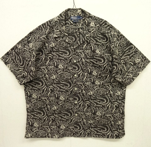 画像: 90'S RALPH LAUREN "CLAYTON" コットン 半袖 オープンカラーシャツ ブラックベース ドラゴン柄 (VINTAGE) 「S/S Shirt」 入荷しました。
