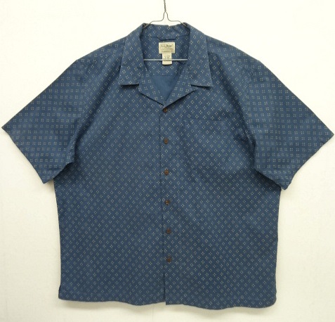 画像: LL Bean コットン 半袖 オープンカラーシャツ ブルー 総柄 (VINTAGE) 「S/S Shirt」 入荷しました。