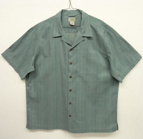 画像: LL Bean コットン 半袖 オープンカラーシャツ ライトグリーン 総柄 (VINTAGE) 「S/S Shirt」 入荷しました。